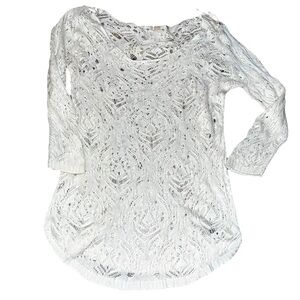 HAILEY LYN CREAM OPEN KNITNLONG SLEEVE SWEATER